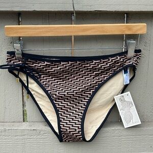Women's Black & Beige Patterned Swim Bottom